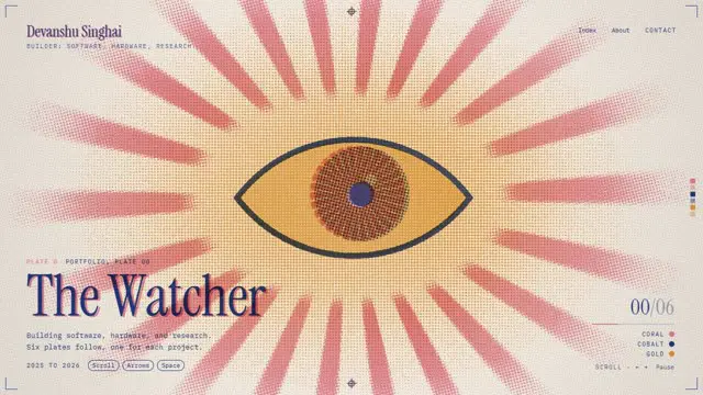 Trance: a full-screen risograph shader plate with a halftone eye