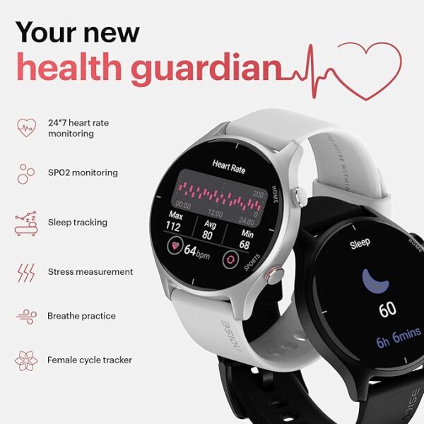 Noise Twist Round dial Smart Watch with Bluetooth Calling, 1.38" TFT Display, up-to 7 Days Battery, 100+ Watch Faces, IP68, Heart Rate Monitor, Sleep Tracking (Jet Black) - Image 2