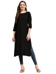 Weavers Villa Women's Cotton Plain Straight Kurta