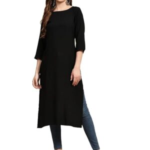 Weavers Villa Women's Cotton Plain Straight Kurta